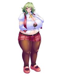 bbw big_belly big_breasts big_female blush chubby chubby_female embarrassed fat fat_ass fat_female fat_fetish fat_girl fat_woman fatty green_hair kukuru_(artist) large_female overweight overweight_female plump pork_chop thick_thighs touhou weight_gain yuka_kazami yuuka_kazami