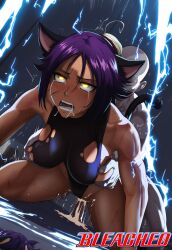 1boy 1girls ahe_gao anal anal_sex bleach bleached bruise cat_ears cat_tail catgirl dark-skinned_female dildo dildo_in_pussy electricity electrostimulation female human interracial leotard light-skinned_male male male_penetrating_female purple_hair rough_sex self_upload shihouin_yoruichi tears yellow_eyes zindabad