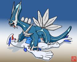 all_fours blood crying cum cum_in_pussy cum_inside dialga dragon_soul_e erection female feral gore lugia male open_mouth orgasm penetration penis plain_background pokemon pokemon_(species) pussy rape sex straight vaginal_penetration wings