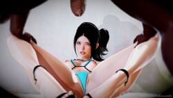 3d angry_face bikini black_hair crotch_focus dark-skinned_male forced_spreading honey_select illusion_soft interracial light-skinned_female precum queen_of_spades small_breasts spread_legs toes votum votum_works