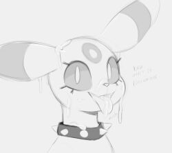 2023 arteficialtrees collar cum cum_on_face cum_on_tongue eeveelution female female_focus female_only monochrome nintendo pokémon_(species) pokemon sketch spiked_collar text tongue tongue_out umbreon