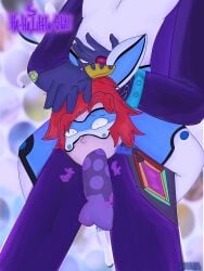 1boy alix_kubdel artist_name balls bunny_ears bunnyx_(character) cock dialogue english_text erection female gabriel_agreste gulp hawkmoth littlelilith male mask miraculous:_tales_of_ladybug_and_cat_noir miraculous_ladybug oral oral_sex red_hair sucking_penis