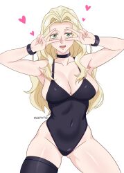 1girls adult adult_female arm_up armpit armpit_crease armpit_peek armpits arms_up bare_armpits bare_arms bare_chest bare_hands bare_hips bare_legs bare_shoulders bare_skin bare_thighs belly_button big_breasts black_choker black_legwear black_leotard black_stockings black_thigh_highs black_thighhighs black_topwear blonde_eyebrows blonde_female blonde_hair blonde_hair_female breasts bursting_breasts busty busty_female busty_girl choker cleavage collarbone curvaceous curvaceous_body curvaceous_female curvaceous_figure curvaceous_hips curvaceous_thighs curvy curvy_body curvy_female curvy_figure curvy_hips curvy_thighs digital digital_art digital_drawing digital_drawing_(artwork) digital_media digital_media_(artwork) double_peace_sign double_v_sign elbows exposed_armpits exposed_arms exposed_chest exposed_hips exposed_legs exposed_shoulders exposed_skin exposed_thighs female female_focus female_only fingers green_eyes green_eyes_female groin hairless_armpits hand_up hands_up heart high_resolution highres hourglass_figure huge_boobs huge_breasts inguinal_crease inguinal_ligament kowloon_generic_romance large_boobs large_breasts lean_figure legwear leotard long_hair looking_at_viewer mature mature_female narrow_waist navel open_mouth open_mouth_smile parted_bangs parted_lips peace_sign plump_breasts sephtis shaved_armpits shoulders sign simple_background slender_body slender_waist slim_waist smile smiley_face smiling smiling_at_viewer solo standing stockings thick_thighs thigh_highs thighhighs thighs tongue topwear upper_body v v_sign wavy_hair white_background wide_hips yaomei