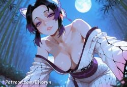 ai_generated arms_at_sides ass_visible_through_thighs belt belt_buckle black_hair breasts buckle building butterfly_hair_ornament butterfly_print buttons clothes_lift cloud cloudy_sky demon_slayer east_asian_architecture elvoryn female female_cloth female_on_cloth forehead full_body gradient_hair groin hair_ornament haori highleg highleg_panties jacket japanese_clothes kimetsu_no_yaiba kochou_shinobu large_breasts lips long_sleeves looking_at_viewer multicolored_hair night night_sky outdoors panties parted_bangs parted_lips pleated_skirt purple_eyes purple_hair rooftop sandals sheath shinobu short_hair skirt skirt_lift sky socks solo standing sword thigh_gap thighs thong underwear upskirt weapon white_belt wide_sleeves wind wind_lift zouri