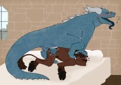 andromorph andromorph/male animal_genitalia anthro anthro_on_feral anthro_penetrated anus big_clitoris big_dom_small_sub bodily_fluids bovid bovine breath cattle claws clitoris cum cum_in_vagina cum_inside digitigrade doggy_style dominant dragon ejaculation feral feral_penetrating feral_penetrating_anthro from_behind_position fur genital_fluids genital_slit genitals gibberishpie hand_on_head hi_res hooves horn in_heat intersex intersex/male knot knotting male mammal mythological_creature mythological_scalie mythology open_mouth panting penetration penile penile_penetration penis piercing scalie sex size_difference step_position tail teeth unguligrade vulva zoophilia