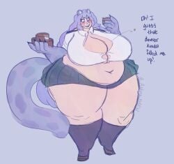 1girls askora belly big_belly big_breasts breasts buttons_popping cake cake_slice cat_claws cat_ears cat_tail fat fat_female fat_fetish fat_thighs female nejire_hado popping_buttons school_uniform tail thighs weight_gain