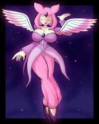 2025 angel_wings big_breasts breasts closed_eyes clothing commission commission_art commissioner_upload deity dress female goddess hudson_soft huge_breasts humanoid illumina_(sonic) light-skinned light-skinned_female light_skin light_skinned_female pink_clothes pink_clothing pink_dress purple_footwear purple_heels purple_shoes sawcraft1 sega solo solo_female sonic_(series) sonic_shuffle wings