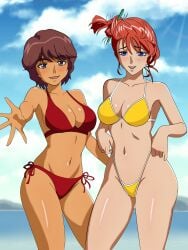 2girls almost_naked almost_nude bare_armpits bare_arms bare_belly bare_chest bare_hands bare_hips bare_legs bare_midriff bare_navel bare_shoulders bare_skin bare_thighs belly belly_button big_breasts bikini bikini_bottom bikini_only bikini_top black_eyes black_eyes_female blue_background blue_eyes blue_eyes_female blue_sky blush blush_face blushing_at_viewer blushing_female blushing_lines breasts brown-skinned_female brown_eyebrows brown_hair brown_hair_female brown_skin brown_skinned_female busty busty_female busty_girl character_request cleavage clouds collarbone copyright_request curvaceous curvaceous_body curvaceous_female curvaceous_figure curvaceous_hips curvy curvy_body curvy_female curvy_figure curvy_hips day daylight daytime digital digital_art digital_drawing digital_drawing_(artwork) digital_media digital_media_(artwork) elbows embarrassed embarrassed_exposed_female embarrassed_expression embarrassed_female embarrassed_nude_female exposed_armpits exposed_arms exposed_belly exposed_chest exposed_hips exposed_legs exposed_midriff exposed_navel exposed_shoulders exposed_skin exposed_thighs eyebrows_visible_through_hair female female_focus female_only fingers flustered flustered_female freckles_on_face frecklesfreckle ginger ginger_hair groin hair_bun halterneck high_resolution highres horizon hourglass_figure inguinal_crease inguinal_ligament large_boobs large_breasts lean_figure long_hair looking_at_viewer medium_breasts midriff mostly_nude multiple_females multiple_girls naked naked_female naked_woman narrow_waist navel nearly_nude nude nude_female nudity ocean open_mouth open_mouth_smile orange_eyebrows orange_hair orange_hair_female outdoor outdoor_nudity outdoors outside parted_lips plump_breasts practically_nude red_bikini red_bikini_bottom red_bikini_top red_swimsuit red_swimwear sea seaside sephtis shiny_breasts shiny_hair shiny_legs shiny_shoulders shiny_skin shiny_thighs short_hair shoulders side-tie_bikini sky slender_body slender_waist slim_waist smile smiley_face smiling smiling_at_viewer standing string_bikini swimsuit swimwear thighs tongue upper_body wide_hips yellow_bikini yellow_bikini_bottom yellow_bikini_top yellow_string_bikini yellow_swimsuit yellow_swimwear