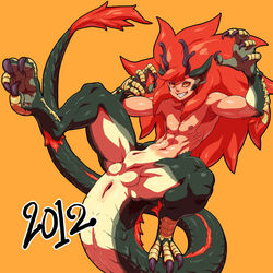 anus artist_request decko furry horns male male_only monster_boy red_hair solo