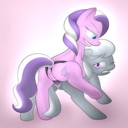 cutie_mark diamond_tiara_(mlp) dildo equine female friendship_is_magic from_behind horse krystil lamiaaaa my_little_pony one_closed_eyes penetration plain_background pony pussy sex_toy silver_spoon_(mlp) strapon two_tone_hair vaginal_penetration young yuri