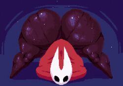2025 animated anthro arthropod ass ass_clapping big_butt black_body bottomless cloak clothed clothing female hollow_knight hornet_(hollow_knight) huge_butt looking_at_viewer loop short_playtime solo spinneborg team_cherry thick_thighs