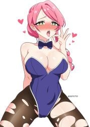 100_kanojo 1girls adult adult_female anime_milf arm_behind_back belly belly_bulge belly_button bewitching_thighs big_breasts blowjob_face blowjob_gesture blue_bowtie blue_bunnysuit blue_leotard blue_topwear blush blush_face blushing_at_viewer blushing_female blushing_lines bowtie braid braided_hair braided_ponytail breasts brown_legwear brown_pantyhose brown_stockings brown_tights bunnygirl bunnygirl_outfit bunnysuit busty busty_female busty_girl busty_milf child_bearing_hips cleavage collar collarbone curvy_milf digital digital_art digital_drawing digital_drawing_(artwork) digital_media digital_media_(artwork) elbows fellatio_face fellatio_gesture female female_focus female_only fertile_hips fingers green_eyes green_eyes_female groin hanazono_hahari hand_behind_back heart-shaped_pupils heart_eyes high_resolution highres horny horny_expression horny_eyes horny_female horny_smile hot_milf hourglass_figure huge_boobs huge_breasts large_boobs large_breasts lean_figure legs_apart legs_spread legwear long_hair looking_at_viewer mature mature_female midriff milf mother narrow_waist navel open_mouth pantyhose parted_bangs parted_lips partially_exposed_vulva partially_visible_vulva pink_eyebrows pink_hair pink_hair_female plump_breasts ponytail ripped_legwear ripped_pantyhose ripped_stockings ripped_tights sephtis shiny_breasts shiny_hair shiny_shoulders shiny_skin shoulders simple_background slender_body slender_waist slim_waist solo spread_legs spreading_legs spreading_thighs standing stockings thick_thighs thighs tights tongue tongue_out upper_body upper_teeth white_background white_collar wide_hips young_milf young_woman_and_milf