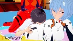 1boy2girls 2girls 2girls1boy anime anime_girl ass_on_face ass_sniff ass_sniffing asuka_langley_sohryu facesit facesitting femdom koikatsu loiuy77 neon_genesis_evangelion neopn_genesis_evangelion rei_ayanami sitting_on_face smothering smothering_ass wrestling