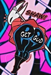 1girls 2_horns big_ass big_butt black_body black_skin bubble_ass bubble_butt bug bug_girl hollow_knight hornet_(hollow_knight) large_ass large_butt silksong