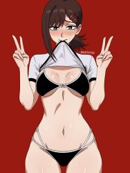 1girls adult adult_female almost_naked almost_nude bare_belly bare_chest bare_hands bare_hips bare_legs bare_midriff bare_navel bare_skin bare_thighs belly belly_button bikini bikini_bottom bikini_top black_bikini black_bikini_bottom black_bikini_top black_string_bikini black_swimsuit black_swimwear blush blush_face blushing_at_viewer blushing_female breasts breasts_apart brown_eyebrows brown_eyes brown_eyes_female brown_hair brown_hair_female chainsaw_man collarbone curvaceous curvaceous_body curvaceous_female curvaceous_figure curvaceous_hips curvy curvy_body curvy_female curvy_figure curvy_hips digital digital_art digital_drawing digital_drawing_(artwork) digital_media digital_media_(artwork) double_peace_sign double_v_sign elbows embarrassed embarrassed_exposed_female embarrassed_expression embarrassed_female embarrassed_nude_female exposed_belly exposed_chest exposed_hips exposed_legs exposed_midriff exposed_navel exposed_skin exposed_thighs female female_focus female_only fingers flustered flustered_female front-tie_bikini front-tie_bikini_top groin hair_clip hair_clips hairclip hairclips halterneck higashiyama_kobeni high_resolution highres hourglass_figure lean_figure long_hair looking_at_viewer mature mature_female medium_breasts midriff mole mole_under_eye mole_under_mouth mostly_nude naked naked_female naked_woman narrow_waist navel nearly_nude nervous nervous_expression nervous_face nervous_female nude nude_female nudity peace_sign ponytail practically_nude red_background sephtis shiny_breasts shiny_hair shiny_legs shiny_skin shiny_thighs short_ponytail shoulders shy shy_expression sign simple_background slender_body slender_waist slim_waist solo standing string_bikini swimsuit swimwear thick_thighs thigh_gap thighs upper_body v v_sign wide_hips