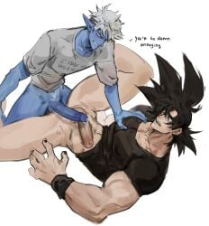 alien alien_humanoid bara before_anal before_sex black_hair cock coffezitos dominant dominant_male domination dragon_ball erect_penis erection gay glorio_(dragon_ball) goku hand_on_breast humanoid humanoid_genitalia humanoid_penis larger_male male male/male male_only partially_clothed penis pinned pinned_down pinning_down shirt shirt_only small_dom_big_sub smaller_male son_goku submission submissive submissive_male twink twink_top twink_topping_daddy yaoi
