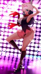 big_ass big_breasts curvy_female curvy_figure dawn_(pokemon) heels pink_scarf pokemon scarf skirt tongue_out