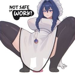 blue_hair caught caught_in_the_act caught_masturbating dildo dildo_in_ass dildo_riding hololive hololive_english hololive_fantasy implied_penetration maid maid_outfit maid_uniform ouro_kronii qone shadow shocked_expression silhouette sitting