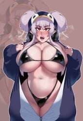 1girls background belly belly_button big_breasts bikini bikini_bottom bikini_top black_bikini black_bikini_bottom black_bikini_top blush blush_lines blushing_at_viewer blushing_female braid braided_hair breasts busty chubby chubby_female curvaceous curvaceous_female curvaceous_figure curves curvy curvy_body curvy_female curvy_figure curvy_hips curvy_thighs cute cute_girl digital_art digital_drawing_(artwork) digital_media digital_media_(artwork) dreamsolvent embarrassed fangs female female_focus female_only flustered flustered_female full_color girl hair hair_bun hips hood lips lipstick looking_at_viewer milf mommy mommy_kink onesie original_character original_characters pajamas pale_skin penguin pointy_ears purple_hair purple_lipstick red_eyes sexy shiny thick thick_hips thick_thighs thighs thong thong_bikini underwear undressing vampire vampire_girl wholesome zipper