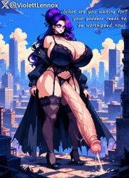 ai ai_assisted ai_generated big_breasts big_cock big_penis bigger_female casual_cumshot casual_ejaculation city cock colossal_breasts colossal_penis cum cumming cumshot dickgirl female futanari giantess giantess_futa giantess_growth gigantic_breasts gigantic_cock gigantic_penis glowing_eyes goth goth_futa goth_girl gothic huge_breasts huge_cock huge_thighs intersex lingerie macro massive_breasts massive_cock massive_penis original_character penis presenting_penis purple_eyes purple_hair taller_female thicc thicc_thighs thick_thighs thigh_highs thighhighs twitter_username violet_lennox violetlennox