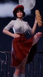 3d big_breasts big_penis black_hair clair_obscur:_expedition_33 erection futanari lifting_skirt manufatura self_upload short_hair skirt sophie_(clair_obscur:_expedition_33) tagme veiny_penis