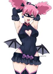 1girls arm_behind_head arm_gloves arm_up armpit armpit_crease armpit_peek armpits arms_behind_head arms_up black_elbow_gloves black_gloves black_legwear black_leotard black_skirt black_stockings black_thigh_highs black_thighhighs black_topwear boku_no_hero_academia breasts cleavage collarbone digital_drawing_(artwork) digital_media_(artwork) earrings elbow_gloves elbows female female_focus female_only gloves hair_between_eyes hairless_armpits hand_behind_head hand_up hands_behind_head hands_up haneyama_kazuho high_resolution highleg_leotard highres hourglass_figure lean_figure legwear leotard lips long_hair looking_at_viewer medium_breasts my_hero_academia narrow_waist open_mouth open_mouth_smile parted_lips pink_eyebrows pink_eyes pink_eyes_female pink_hair pink_hair_female pop_step sephtis shaved_armpits short_skirt simple_background skirt slender_body slender_waist slim_waist smile smiley_face smiling smiling_at_viewer solo standing stockings thick_thighs thigh_gap thigh_highs thighhighs thighs tongue topwear twintails twintails_(hairstyle) upper_teeth white_background white_pupils wide_hips