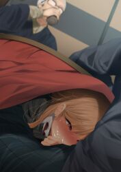 2boys blonde_hair cum cum_in_mouth cup drinking earrings fellatio female fumihiko_(fu_mihi_ko) gojou_kaoru gojou_wakana highres holding holding_cup indoors japanese_clothes jewelry kitagawa_marin kotatsu long_hair multiple_boys old old_man oral pink_eyes sono_bisque_doll_wa_koi_wo_suru stealth_fellatio stealth_sex straight table under_kotatsu under_the_table