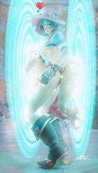 1futa 3d ahe_gao from_side jdv kiriko_(overwatch) medium_breasts now_you're_thinking_with_portals overwatch portal portal_sex selfcest sex sex_from_behind standing standing_sex underboob witch_hat