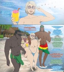 bambi_(contingency) caption contingency english_text femboy huge_ass interracial male swim_trunks swimming_pool tagme