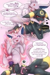 absurd_res anal anal_sex animal_genitalia animal_penis black_body black_fur canine_genitalia canine_penis chastity_cage chastity_device cute_fangs dialogue duo eeveelution erection espeon fangs feral fermusieboir4 fur generation_2_pokemon genitals hi_res knot male male/male nintendo open_mouth open_smile paws penetration penile penile_penetration penis pokemon pokemon_(species) purple_body purple_fur quadruped sex smile speech_bubble teeth thought_bubble tongue tongue_out umbreon
