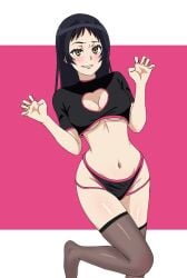 1girls bare_belly bare_hands bare_hips bare_midriff bare_navel bare_skin bare_thighs belly belly_button black_hair black_hair_female black_panties black_underwear blush blush_face blushing_female boob_window breasts brown_eyes brown_eyes_female brown_legwear brown_stockings brown_thigh_highs brown_thighhighs calves cleavage collarbone curvaceous curvaceous_body curvaceous_female curvaceous_figure curvaceous_hips curvaceous_teen curvy curvy_body curvy_female curvy_figure curvy_hips curvy_teen digital digital_art digital_drawing digital_drawing_(artwork) digital_media digital_media_(artwork) elbows exposed_belly exposed_hips exposed_midriff exposed_navel exposed_skin exposed_thighs feet female female_focus female_only fingers groin high_resolution high_school_student highres hourglass_figure inguinal_crease inguinal_ligament kajou_ayame knee_up knees lean_figure legs legwear long_hair looking_at_viewer medium_breasts midriff narrow_waist navel panties parted_lips pink_background school_girl sephtis shimoneta_to_iu_gainen_ga_sonzai_shinai_taikutsu_na_sekai shoulders simple_background slender_body slender_waist slim_waist smile smiley_face smiling smiling_at_viewer solo standing stockings teen_girl teenage_girl teenager thigh_highs thighhighs thighs underwear white_background wide_hips young_female young_woman zettai_ryouiki