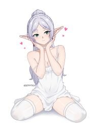 1girls adult adult_female babydoll breasts calves camisole chemise cleavage closed_mouth_smile collarbone digital digital_art digital_drawing digital_drawing_(artwork) digital_media digital_media_(artwork) ear_piercing ear_piercings earrings elbows elf elf_ear elf_ears elf_female elf_girl female female_focus female_only fingers frieren full_body green_eyes green_eyes_female grey_eyebrows grey_hair grey_hair_female head_tilt high_resolution highres knees lean_figure legs legs_foldedwariza legwear long_hair looking_at_viewer mature mature_female narrow_waist parted_bangs pierced_ear pierced_ears pointy_ears ponytail seiza sephtis shoulders sidelocks silver_hair silver_hair_female simple_background sitting sitting_on_floor sitting_on_ground sitting_on_knees slender_body slender_waist slim_waist small_breasts smile smiley_face smiling smiling_at_viewer smirk solo sousou_no_frieren stockings thigh_highs thighhighs thighs tilted_head white_background white_legwear white_stockings white_thigh_highs white_thighhighs