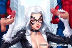 1girl2boys 2boys1girl ai ai_assisted ai_generated black_cat_(marvel) cock dick felicia_hardy female jerking jerking_off jerkingoff male marvel marvel_comics multiple_penises no_sound penises_everywhere peter_parker spider-man spider-man_(series) stroking_penis video watermark