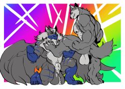 absorption absorption_vore anthro balls big_balls big_penis canine canine_penis chest_tuft cock cum dick elbow_tuft erection feathers flaccid fur furry gay gray_body growth head_tuft homosexual male male/male male_only muscle_growth muscles muscular muscular_male neck_tuft pec_growth pec_vore pectoral_vore penis penis_growth pubes pubic_hair semen sequence stripes tail testicles trencalos vein veiny_penis vore wings wolf
