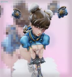 1girls 3d 3ddeed blender breasts breasts_out brown_hair chun-li_(cosplay) chun-li_juno cute cute_face fair-skinned_female female female_only juno_(overwatch) looking_at_viewer nipples no_pants overwatch partially_clothed pressing_breasts_together squeezing squeezing_breast tits_out tongue_out vietnamese_female