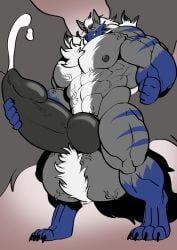 anthro balls big_balls big_penis canine canine_penis chest_tuft cock cock_vore cum dick furry gay gray_body growth homosexual hyper hyper_balls hyper_penis knot lagomorph male male/male male_only mane muscle_growth muscles muscular muscular_male penis penis_growth pubes pubic_hair rabbit semen stripes tail testicles trencalos vein veiny_penis vore wings wolf