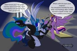 2012 alicorn anus changeling crown cum cutie_mark da_goddamn_batguy dialogue drooling english_text equine fellatio female friendship_is_magic from_behind futanari hair herm horn horse intersex multicolored_hair my_little_pony oral oral_sex penetration penis pony princess_cadance_(mlp) princess_celestia_(mlp) pussy queen_chrysalis_(mlp) rape royalty saliva sex sitting smooth_skin stomach_bulge text two_tone_hair unicorn vaginal_penetration wet wings