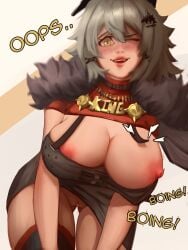 1girls alternate_version_at_source alternate_version_available ass_visible_through_thighs big_areola big_breasts big_nipples big_thighs breast_overflow breasts breasts_out busty busty_female caesar_king_(zenless_zone_zero) fanart female hiatsz hoyoverse huge_breasts large_breasts one_breast_out overflowing_breasts perky_breasts perky_nipples pinup pussy pussy_juice pussy_juice_string pussy_juice_trail pussy_lips pussy_peek shirt_down shirt_open thick_legs thick_thighs thigh_gap thunder_thighs thunderthighs vaginal_fluids vaginal_juices wardrobe_malfunction wet_pussy wink zenless_zone_zero