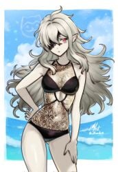 bat_ears embla_(fire_emblem) female fire_emblem fire_emblem_heroes goddess red_eyes rotomdocs swimsuit tagme white_hair