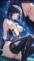 1girls 2025 ai_generated anus ass bangs bare_shoulders black_gloves black_hair blue_eyes blue_hair blush breasts clothing diagonal_bangs earrings female female_only genshin_impact gloves hi_res highres hoyoverse jewelry labia labia_majora large_ass large_breasts looking_at_viewer mihoyo mihoyo_technology_(shanghai)_co._ltd. multiple_views natsuyoru necklace night night_sky nipples parted_lips patreon pussy short_hair sitting sky solo star_(sky) starry_sky thighhighs thighs uncensored vagina voluptuous voluptuous_female yelan_(genshin_impact) yelan_(genshin_impact)_(cosplay)