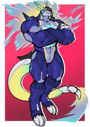 anthro blue_body claws furry machine male male_only mane miraidon muscles muscular muscular_male pokemon pokemon_(species) robot solo solo_focus solo_male tail trencalos