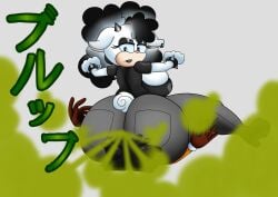 1boy 1girls anthro ass ass_focus big_ass big_breasts big_butt bubble_ass bubble_butt butt_focus butt_slam facefart facefarting facesitting fart fart_cloud fart_fetish farting farting_in_face farting_on_face farts furry goth goth_girl huge_ass huge_butt japanese_text lanolin_the_sheep original_character sega sheep sonic_(series) sonic_the_hedgehog_(series) theflaminghedgie