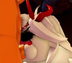 1boy 1girls 3d animated big_penis blowjob blush cheeks_inflation cum_on_mouth dark_skinned_male eyepatch purple_eyes red_horns roblox robloxian sound tagme video white_hair_female white_skinned_female whorblox_adventure