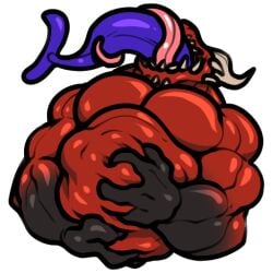 anthro belly blue_body claws demon engis_(trencalos) fusion gay goo_creature growth homosexual horn kissing male male/male male_only markings merging muscle_growth muscles muscular muscular_male red_body sequence shark shark_tail sharp_teeth slime symbiote tail tongue tongue_kiss tongue_out trencalos vein vore vore_belly