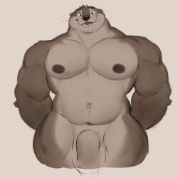 1:1 anthro balls barazoku biceps big_balls big_muscles big_pecs big_penis biped black_nose brown_body brown_fur brown_nipples chest_tuft countershade_face countershade_fur countershade_torso countershading deltoids digital_drawing_(artwork) digital_media_(artwork) eyebrows flaccid front_view fur furry genitals hands_behind_back hi_res huge_muscles looking_at_viewer looking_forward male male_anthro mammal monotone_background mosin mosin_(character) muscular muscular_anthro muscular_male mustelid navel nipples nude nude_anthro nude_male open_mouth open_smile otter pecs penis portrait quads shaded simple_background smile smiling_at_viewer solo standing teeth three-quarter_portrait trapezius tuft whiskers