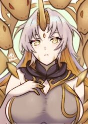 female fire_emblem fire_emblem_heroes goddess gullveig_(fire_emblem) horn large_breasts light-skinned_female pale_skin rotomdocs tagme white_hair wide_hips yellow_eyes