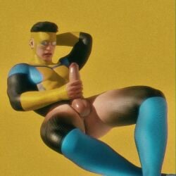 1boy 3d 3d_animation animated ass basic_background black_hair blank_background blank_eyes bonoimma clothed flying hand_behind_head invincible invincible_(tv_series) jerking_off jerkingoff male male_only mark_grayson mask masked plain_background pleasure pleasured_male solo solo_male superhero tagme video yellow_background
