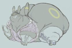 bottomless chubby chuckling eeveelution female feral hoodie leggings massive_ass overweight phone pillowknight pokemon sockings umbreon