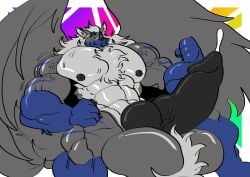 absorption absorption_vore anthro balls big_balls big_penis canine canine_penis chest_tuft cock cum dick elbow_tuft erection feathers flaccid fur furry gay gray_body growth head_tuft homosexual male male/male male_only muscle_growth muscles muscular muscular_male neck_tuft pec_growth pec_vore pectoral_vore penis penis_growth pubes pubic_hair semen sequence stripes tail testicles trencalos vein veiny_penis vore wings wolf
