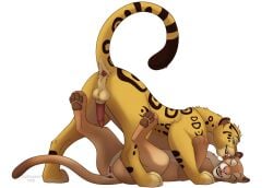 absurd_res animal_genitalia animal_penis balls cheetah cougar destiny_(mwendo) digital_drawing_(artwork) digital_media_(artwork) duo erection face_lick feet felid feline feline_genitalia female feral feral_on_feral fur genitals heymayaart hi_res licking male male/female mammal markings narrowed_eyes olovi_(mwendo) open_mouth pawpads paws penile penis pussy seductive smile spots spotted_body tail toes tongue tongue_out watermark